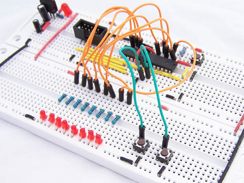 Circuit on breadboard