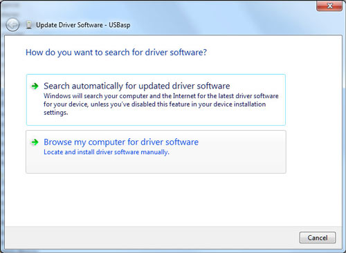 How do you want to search for driver software